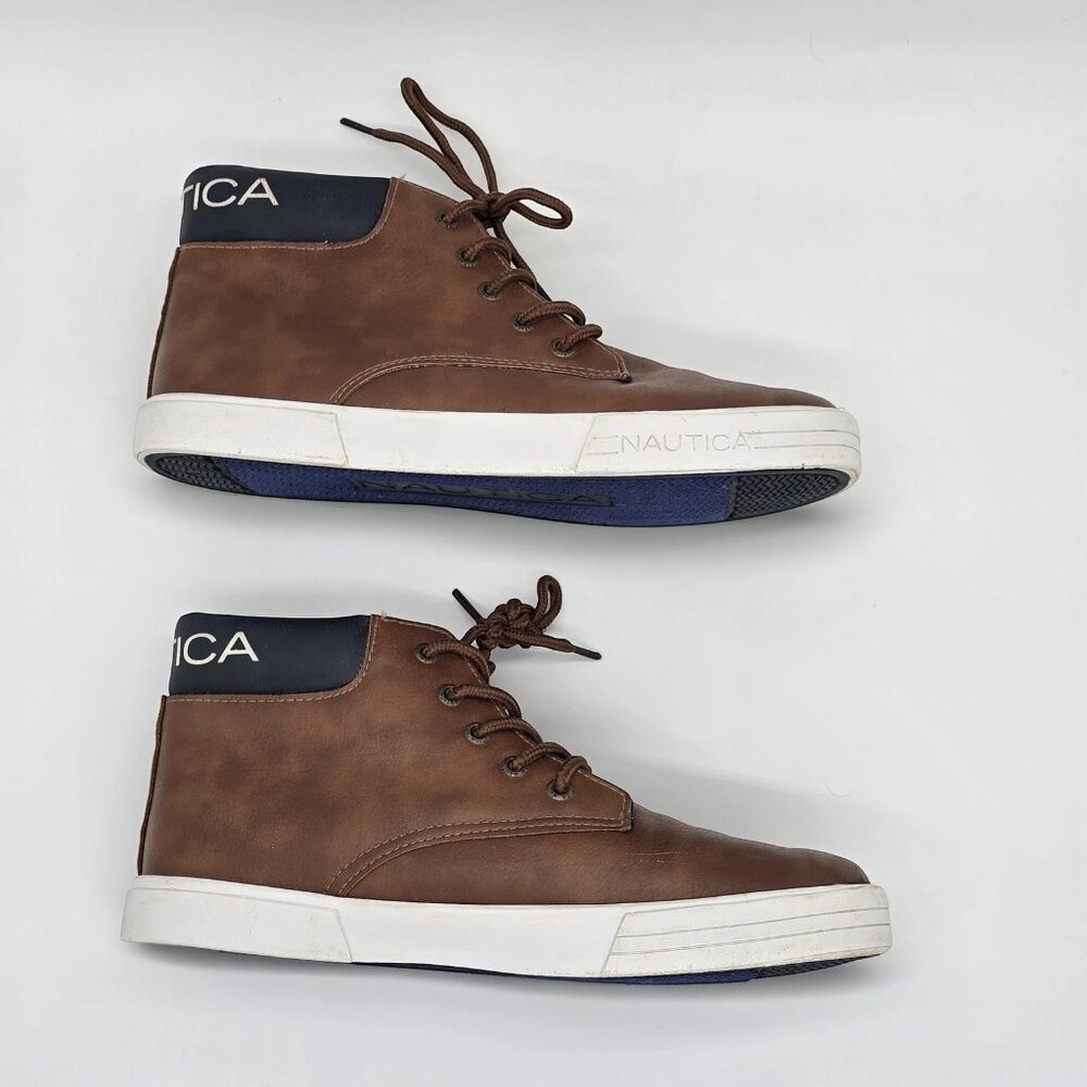 Boys Brown High Top Sneakers Size 5 Nautica - Picture 3 of 6